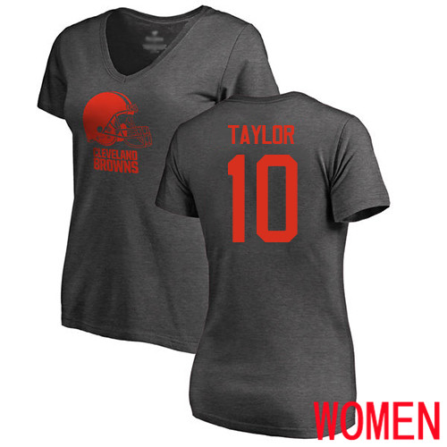 Cleveland Browns Taywan Taylor Women Ash Jersey #10 NFL Football One Color T Shirt